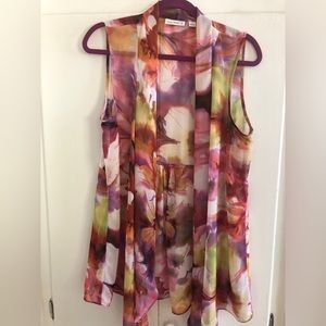 Susan Graver chiffon floral vest, gently worn